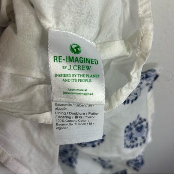 Crew Cuts J.Crew girls Dress Girls 10 indigo blue white puff sleeves batik print - Picture 6 of 13